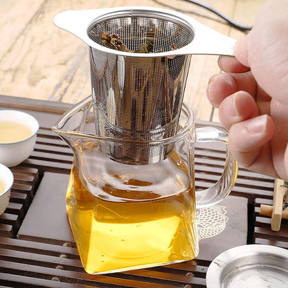 Stainless Steel, Double Handled, Loose Tea Mesh Strainer